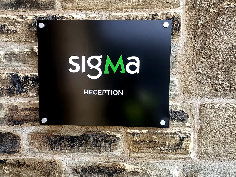 Sigma — 3d built-up letters on slate by New Smart Signs