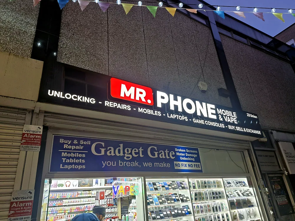 Mr Phone — illuminated shopfront sign by New Smart Signs